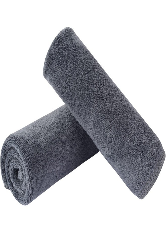 SINLAND Microfiber Facial Cloths Fast Drying Washcloth 12inch x 12inch Grey 2 pack - Image 1